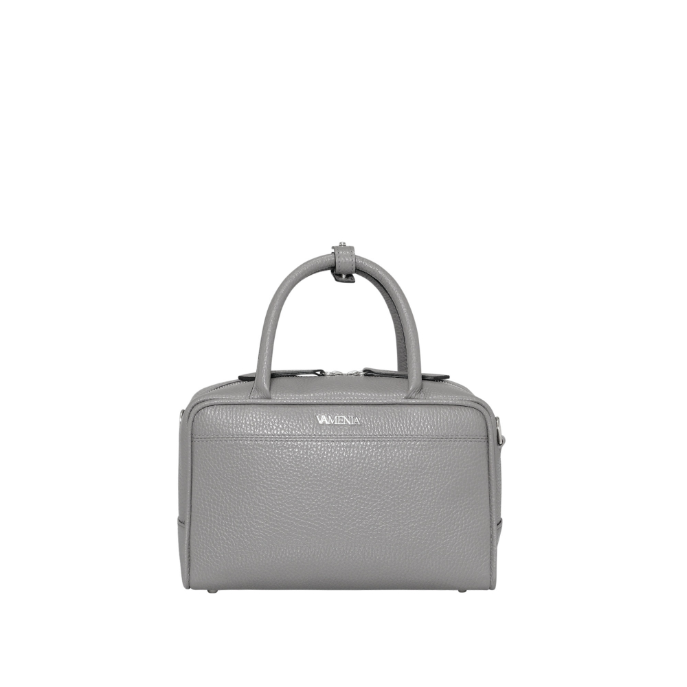 Crossbody Bag Henkeltasche aus genarbtem Kalbsleder in taupe